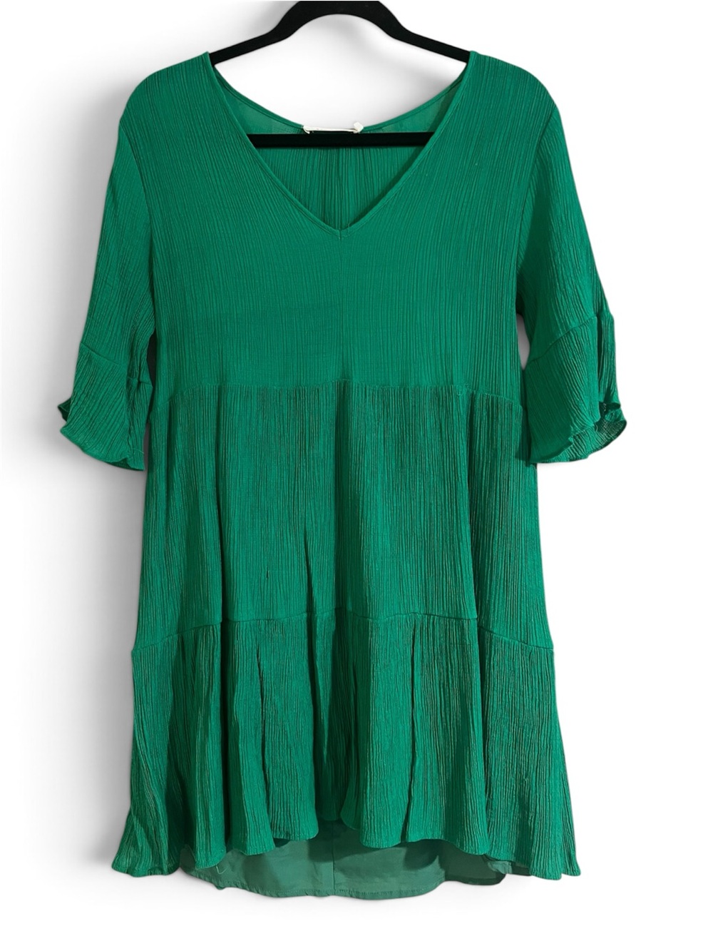 Ellison Green V-Neck Tiered Dress